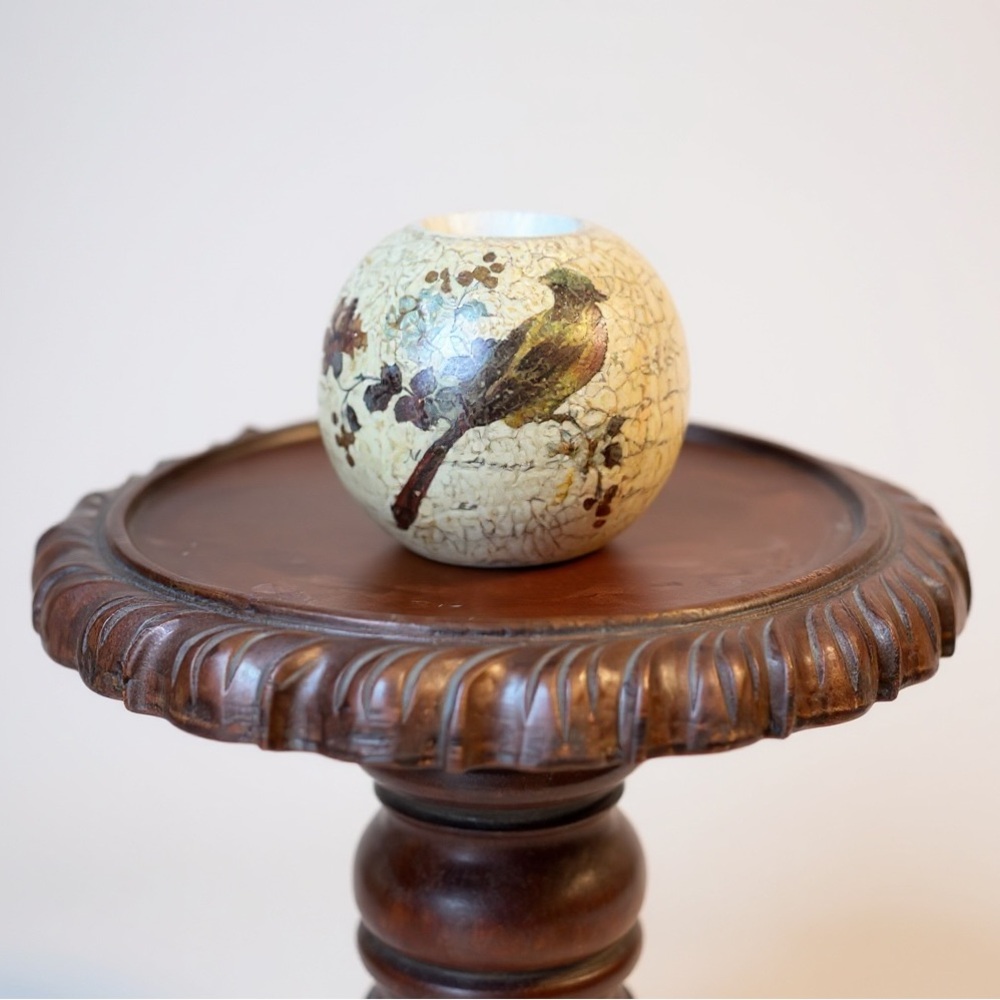 Vintage Crackled Bird Tea Light Holder 3” | Tea Light included!